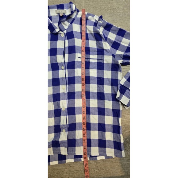 J Crew Sz M Signature Tartan Pajama Top Shirt 100% Cotton - Picture 7 of 8